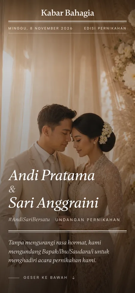 Contoh undangan dengan template Aurora