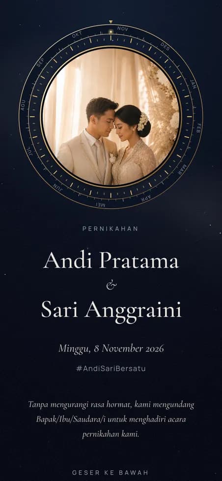 Contoh undangan dengan template Celestial